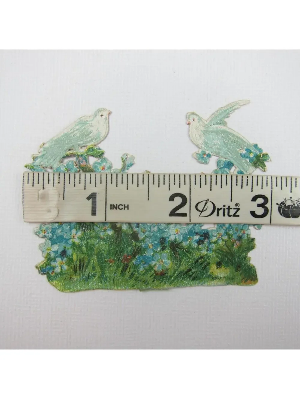 3 Vintage Valentine Ephemera Boy Swing Fence Doves Blue Flowers Paper Lace Heart